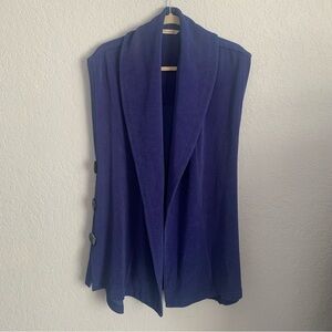 Soft Surroundings Royal Blue Side Buttons Vest Drape Cardigan